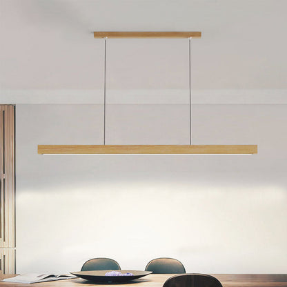 Linear Wood Ceiling Light for Island & Desk | Adjustable LED Bar Fixture in Natural or Walnut Finish | Minimalist Overhead Task Lighting for