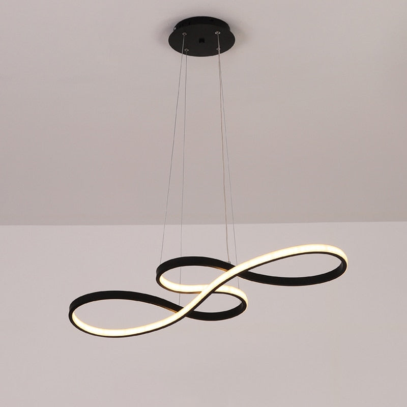 Music Note Linear Pendant Light Dimmable Metal & Silicone Artistic Fixture for Bedroom Living Room Adjustable Modern Chandelier