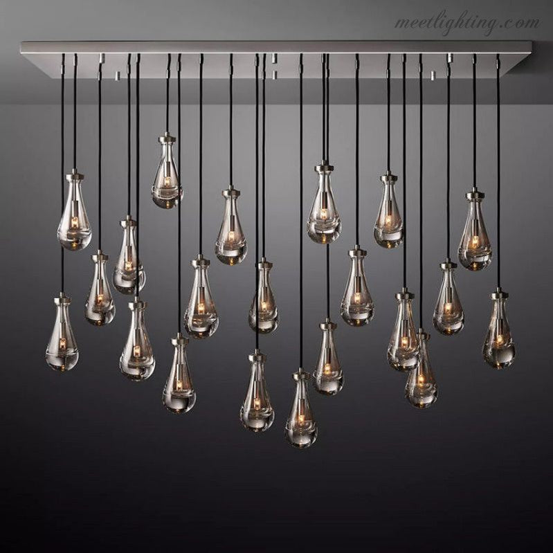 Linear Glass Teardrop Fixture Brass Nickel Black Finish LED Dining Room Bedroom Living Room Restaurant Hotel Ceiling Statement Light