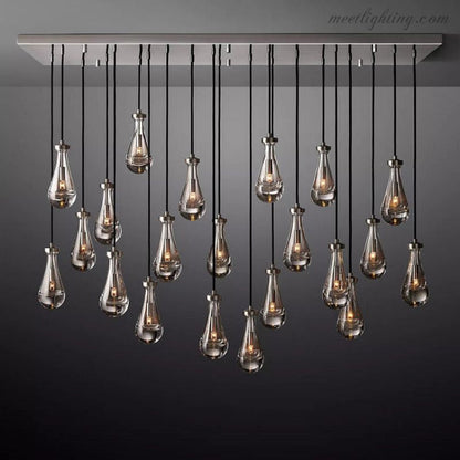 Linear Glass Teardrop Fixture Brass Nickel Black Finish LED Dining Room Bedroom Living Room Restaurant Hotel Ceiling Statement Light