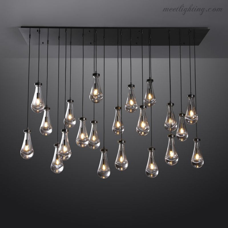 Linear Glass Teardrop Fixture Brass Nickel Black Finish LED Dining Room Bedroom Living Room Restaurant Hotel Ceiling Statement Light