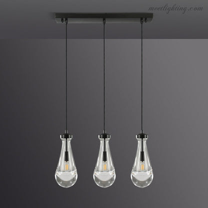 Linear Glass Teardrop Fixture Brass Nickel Black Finish LED Dining Room Bedroom Living Room Restaurant Hotel Ceiling Statement Light
