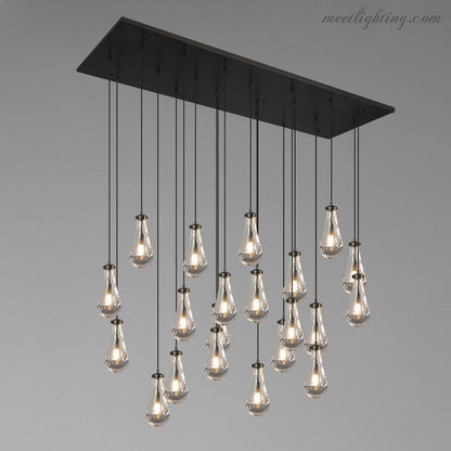 Linear Glass Teardrop Fixture Brass Nickel Black Finish LED Dining Room Bedroom Living Room Restaurant Hotel Ceiling Statement Light