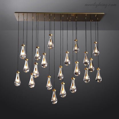 Linear Glass Teardrop Fixture Brass Nickel Black Finish LED Dining Room Bedroom Living Room Restaurant Hotel Ceiling Statement Light