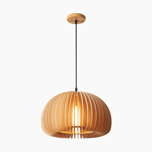 Lámpara de techo de madera con acabado natural, luz colgante de 14 pulgadas para mesas de comedor, islas de cocina y salas de estar, temperatura de color ajustable, base E26