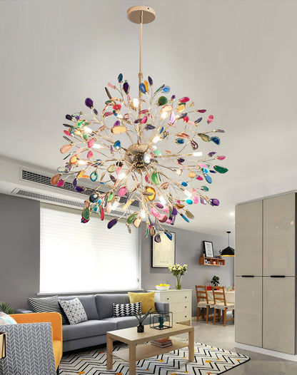 Agate Branch Chandelier 23-Inch Gold Finish Multi-Arm Adjustable G4 Fixture for Dining Room Living Room Statement Lighting Multicolor Natura
