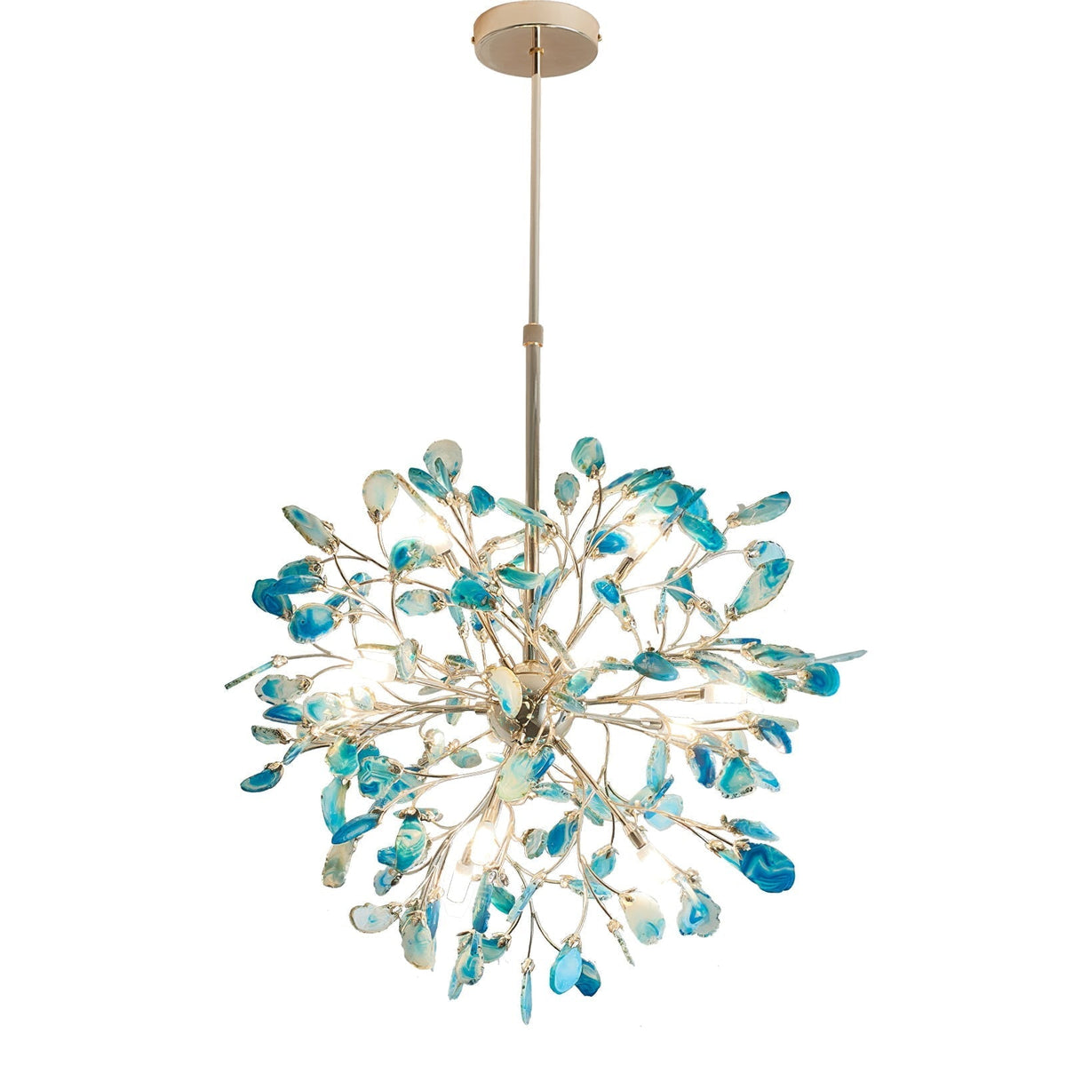 Agate Branch Chandelier 23-Inch Gold Finish Multi-Arm Adjustable G4 Fixture for Dining Room Living Room Statement Lighting Multicolor Natura