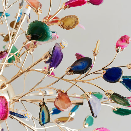 Agate Branch Chandelier 23-Inch Gold Finish Multi-Arm Adjustable G4 Fixture for Dining Room Living Room Statement Lighting Multicolor Natura