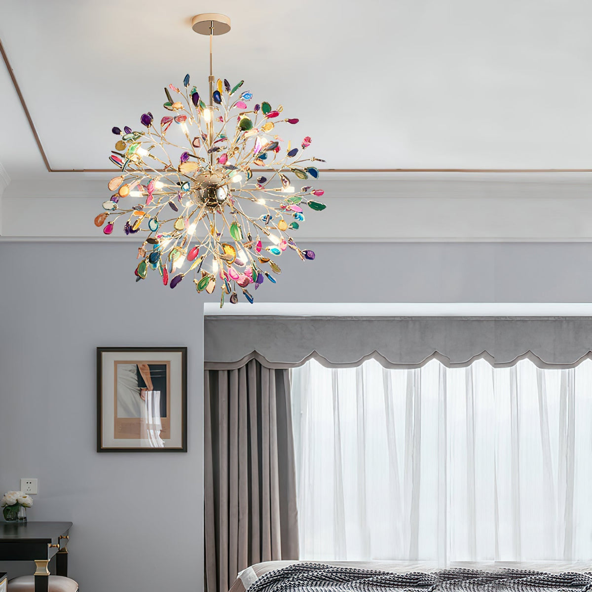 Agate Branch Chandelier 23-Inch Gold Finish Multi-Arm Adjustable G4 Fixture for Dining Room Living Room Statement Lighting Multicolor Natura