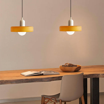 Glass Disc Pendant Light with Adjustable Cord – Modern Ceiling Fixture for Dining Room, Kitchen Island & Living Room