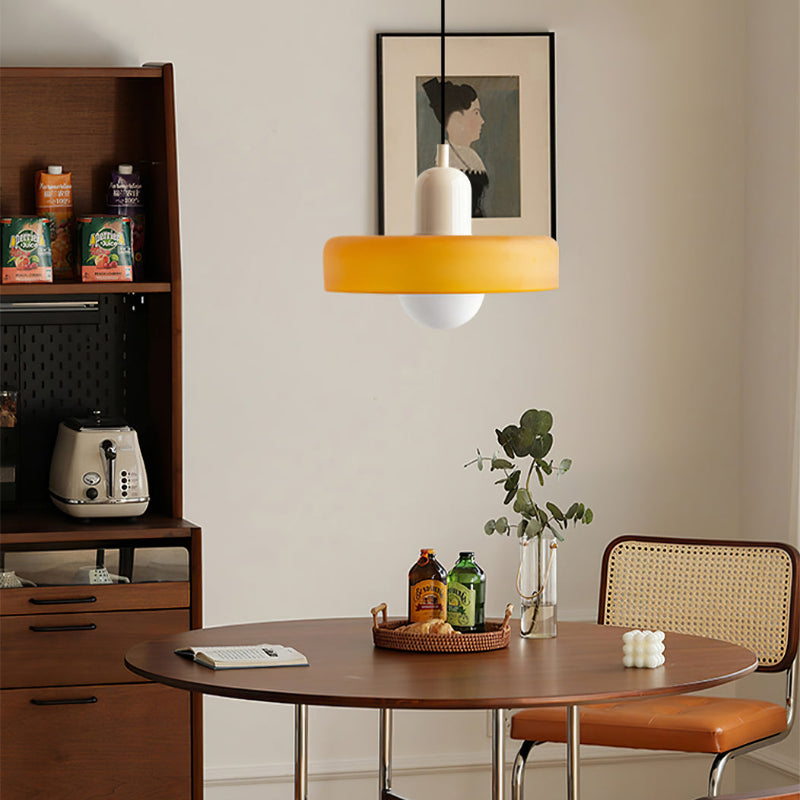 Glass Disc Pendant Light with Adjustable Cord – Modern Ceiling Fixture for Dining Room, Kitchen Island & Living Room