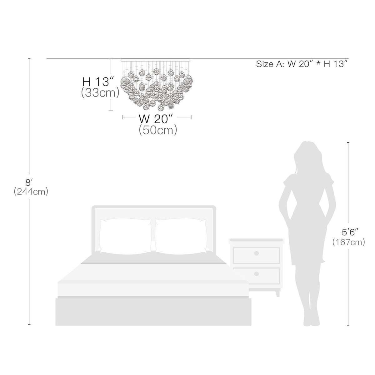 Sparkling Tiered Crystal Ceiling Light Fixture 9-Socket Chrome Finish for Dining Room Bedroom Living Room Contemporary Semi-Flush Mount