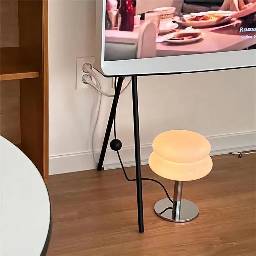Frosted Glass Accent Lamp 10 Inch Sphere Bedside Light with Metal Base for Nightstand Reading Office Desktop Illumination