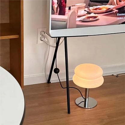 Frosted Glass Accent Lamp 10 Inch Sphere Bedside Light with Metal Base for Nightstand Reading Office Desktop Illumination