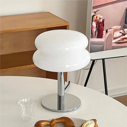 Frosted Glass Accent Lamp 10 Inch Sphere Bedside Light with Metal Base for Nightstand Reading Office Desktop Illumination