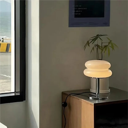 Frosted Glass Accent Lamp 10 Inch Sphere Bedside Light with Metal Base for Nightstand Reading Office Desktop Illumination