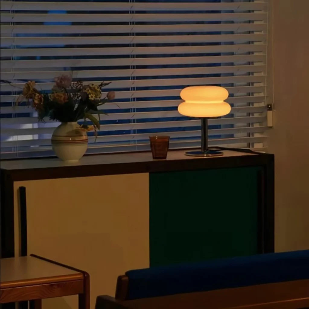 Frosted Glass Accent Lamp 10 Inch Sphere Bedside Light with Metal Base for Nightstand Reading Office Desktop Illumination