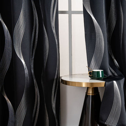 Maverick Blackout Curtain Panel - Soft Microfiber, Modern Wave Pattern