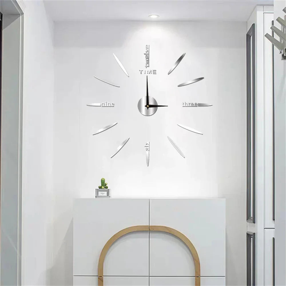Large Wall Clocks for Living Room, Modern Wall Clock Acrylic Mirror Finish, Oversized Wall Clock Decor for Bedroom