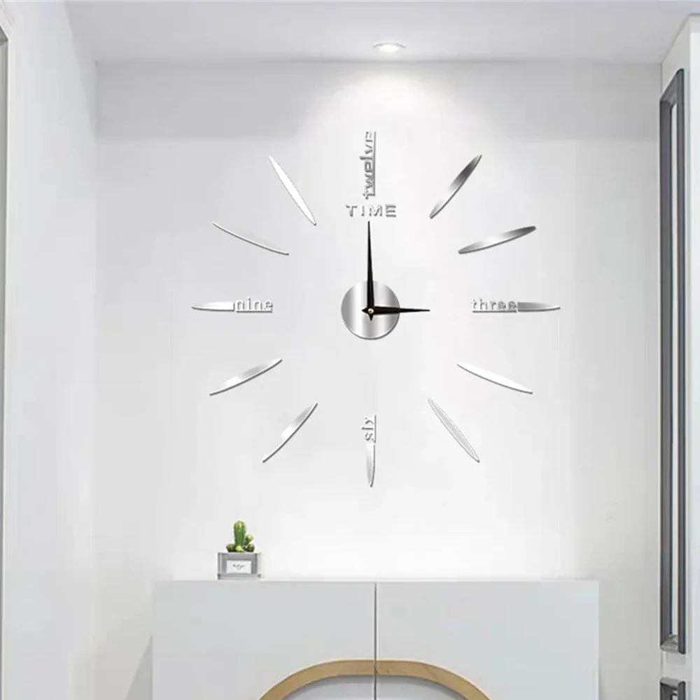 Large Wall Clocks for Living Room, Modern Wall Clock Acrylic Mirror Finish, Oversized Wall Clock Decor for Bedroom