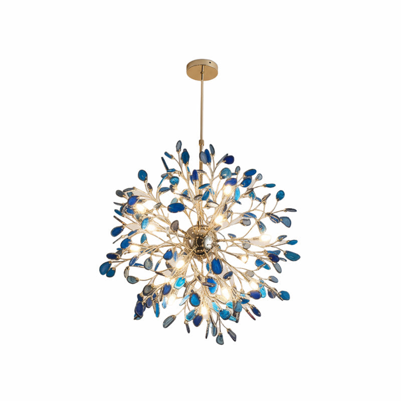 Agate Branch Chandelier 23-Inch Gold Finish Multi-Arm Adjustable G4 Fixture for Dining Room Living Room Statement Lighting Multicolor Natura