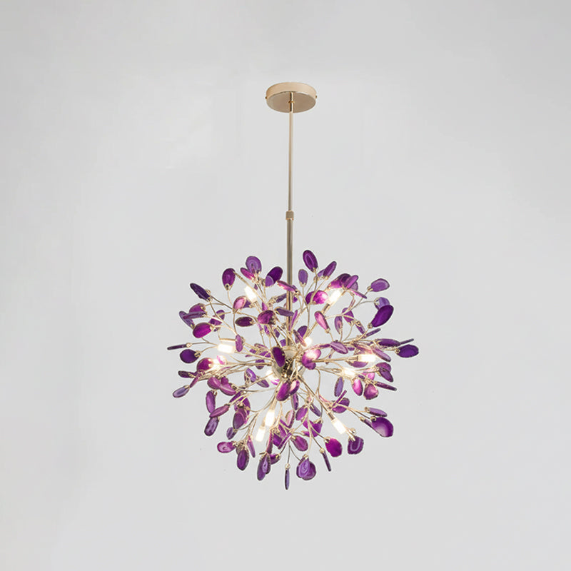 Agate Branch Chandelier 23-Inch Gold Finish Multi-Arm Adjustable G4 Fixture for Dining Room Living Room Statement Lighting Multicolor Natura