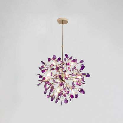 Agate Branch Chandelier 23-Inch Gold Finish Multi-Arm Adjustable G4 Fixture for Dining Room Living Room Statement Lighting Multicolor Natura