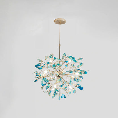 Agate Branch Chandelier 23-Inch Gold Finish Multi-Arm Adjustable G4 Fixture for Dining Room Living Room Statement Lighting Multicolor Natura