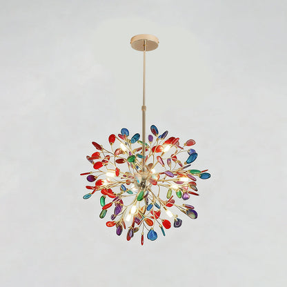 Agate Branch Chandelier 23-Inch Gold Finish Multi-Arm Adjustable G4 Fixture for Dining Room Living Room Statement Lighting Multicolor Natura