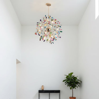 Agate Branch Chandelier 23-Inch Gold Finish Multi-Arm Adjustable G4 Fixture for Dining Room Living Room Statement Lighting Multicolor Natura