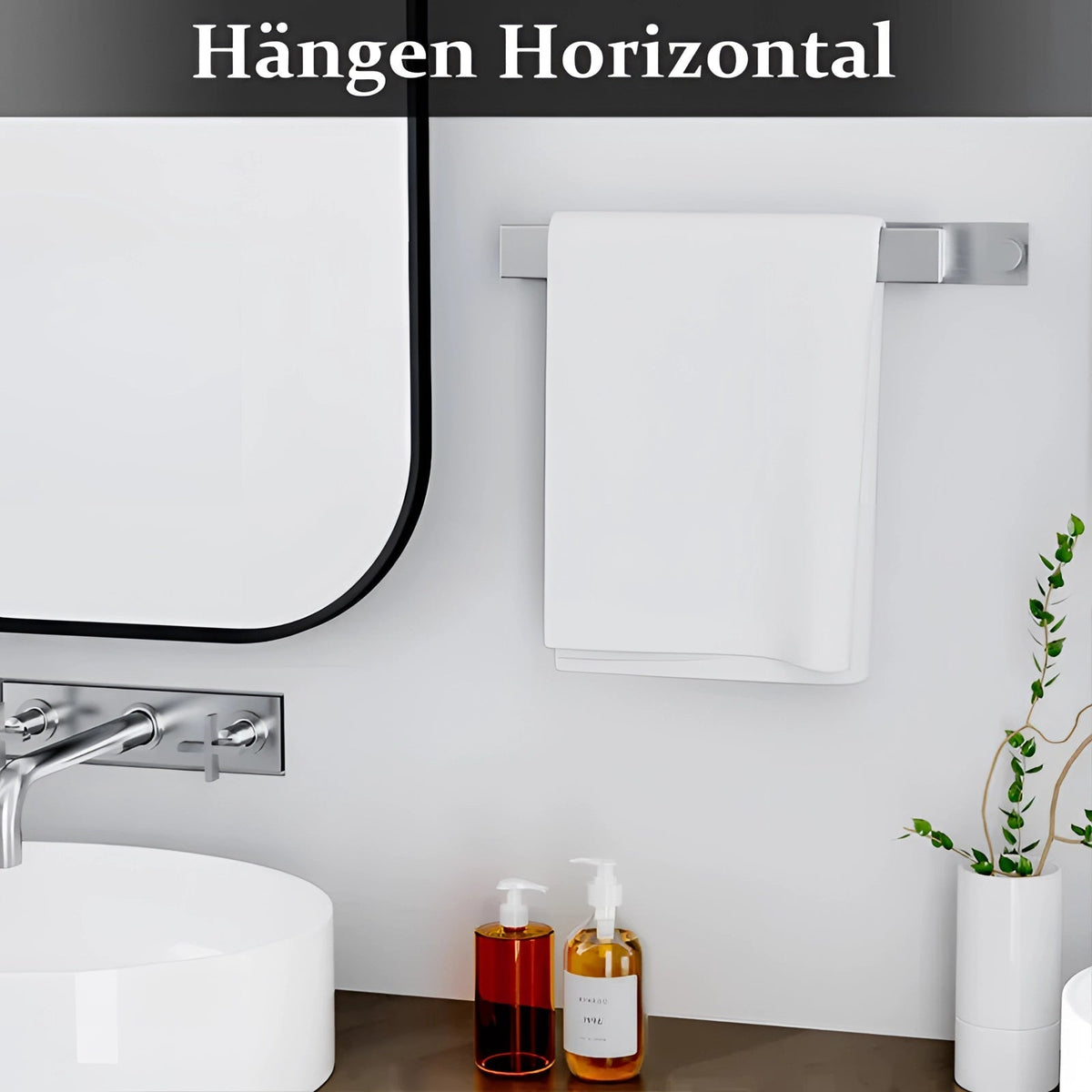 Modern Black Towel Rack with No-Drill Installation | Space-Saving Solution for Bathroom Organization