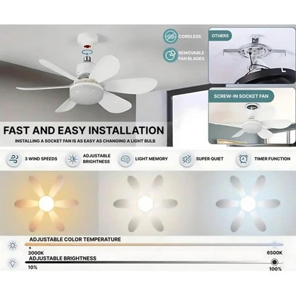Modern Ceiling Fan with Integrated LED Light & Remote Control for Efficient Airflow