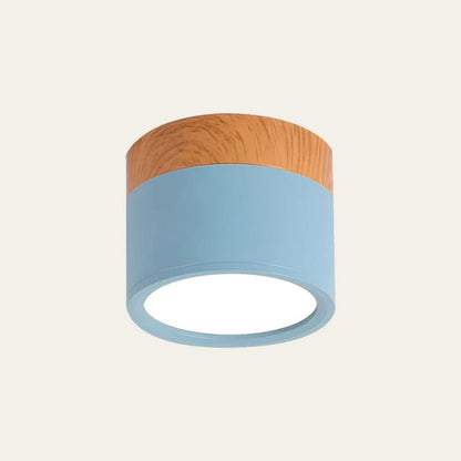 Lámpara de techo moderna | Lámpara de aluminio minimalista con detalle en madera | Iluminación enfocada para interiores elegantes