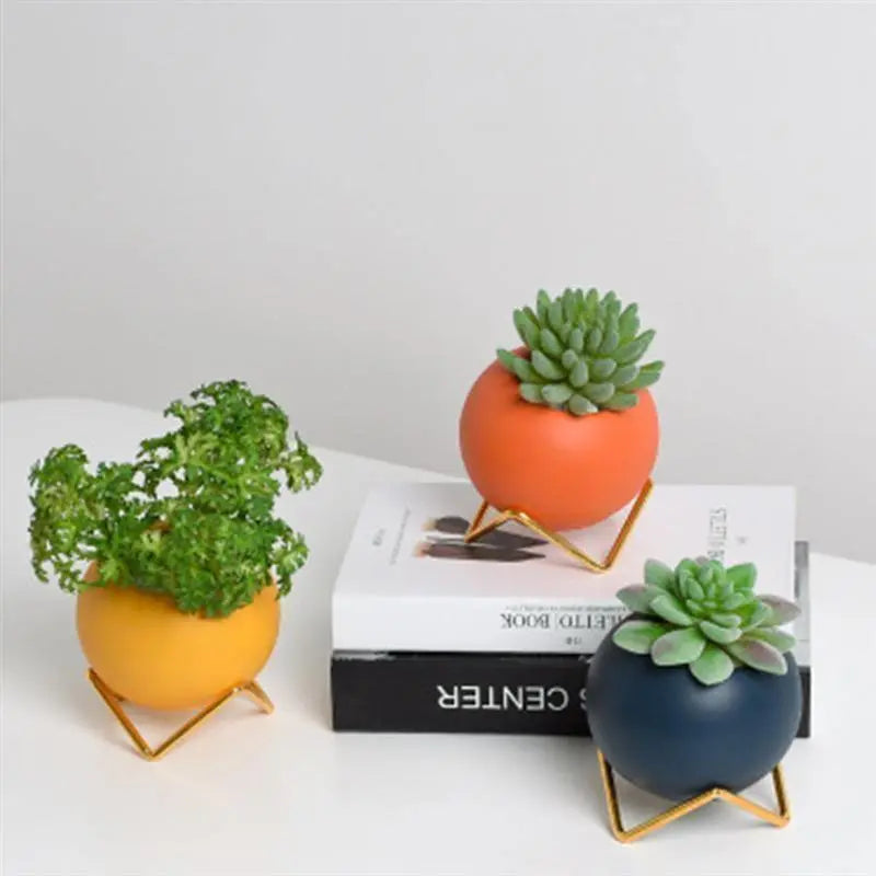 Modern Ceramic Plant Pot with Stand – Stylish Decorative Planter in Vibrant Colors