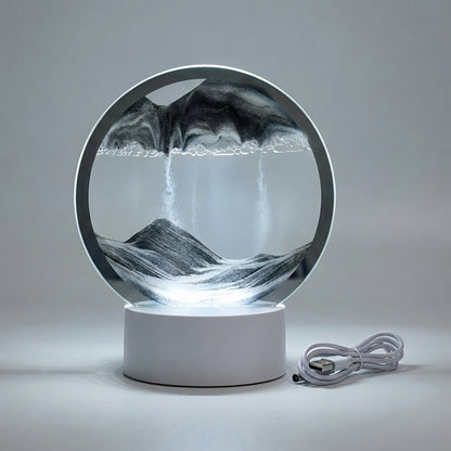 Moving Sand Picture Light 10 in x 8 in Glass Display 3W LED Accent Lamp Home Office Bedroom Nightstand Bookshelf Decor Tabletop Flowing Sand