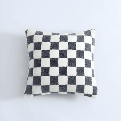Modern Cushion Cover with Checkerboard Design  – Soft Fabric, 17.72 × 17.72 inch