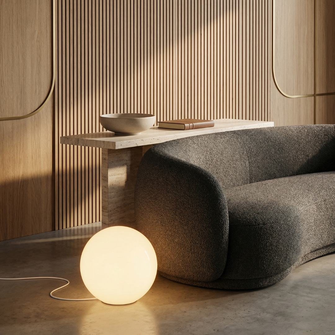 Modern Floor Lamp | Globe-Shaped Shade with Soft Light Diffusion | Minimalist Design for Living Room Elegance