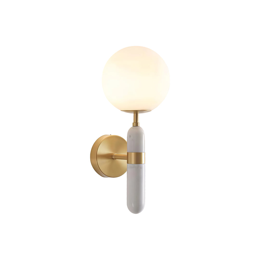 Modern Gold Wall Sconce with Marble Accent – Elegant Wall Lamp