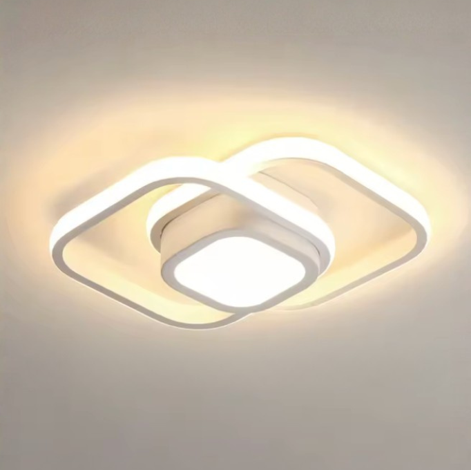 Flush Mount Ceiling Light Double Ring, Modern LED Ceiling Light for Bedroom and Hallway, Dimmable Ceiling Light Fixture