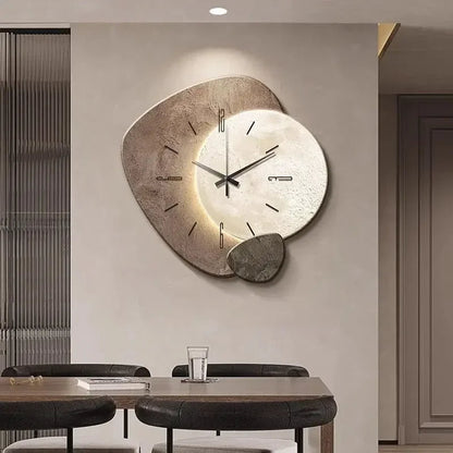 Modern LED Wall Clock in Natural Wood – with Silent Quartz Movement