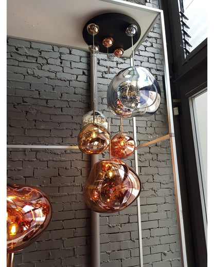 Reflective Globe Pendant Light Fixture with Adjustable Drop | Metal Hanging Ceiling Lamp for Kitchen Island Dining Room Living Space | Avail