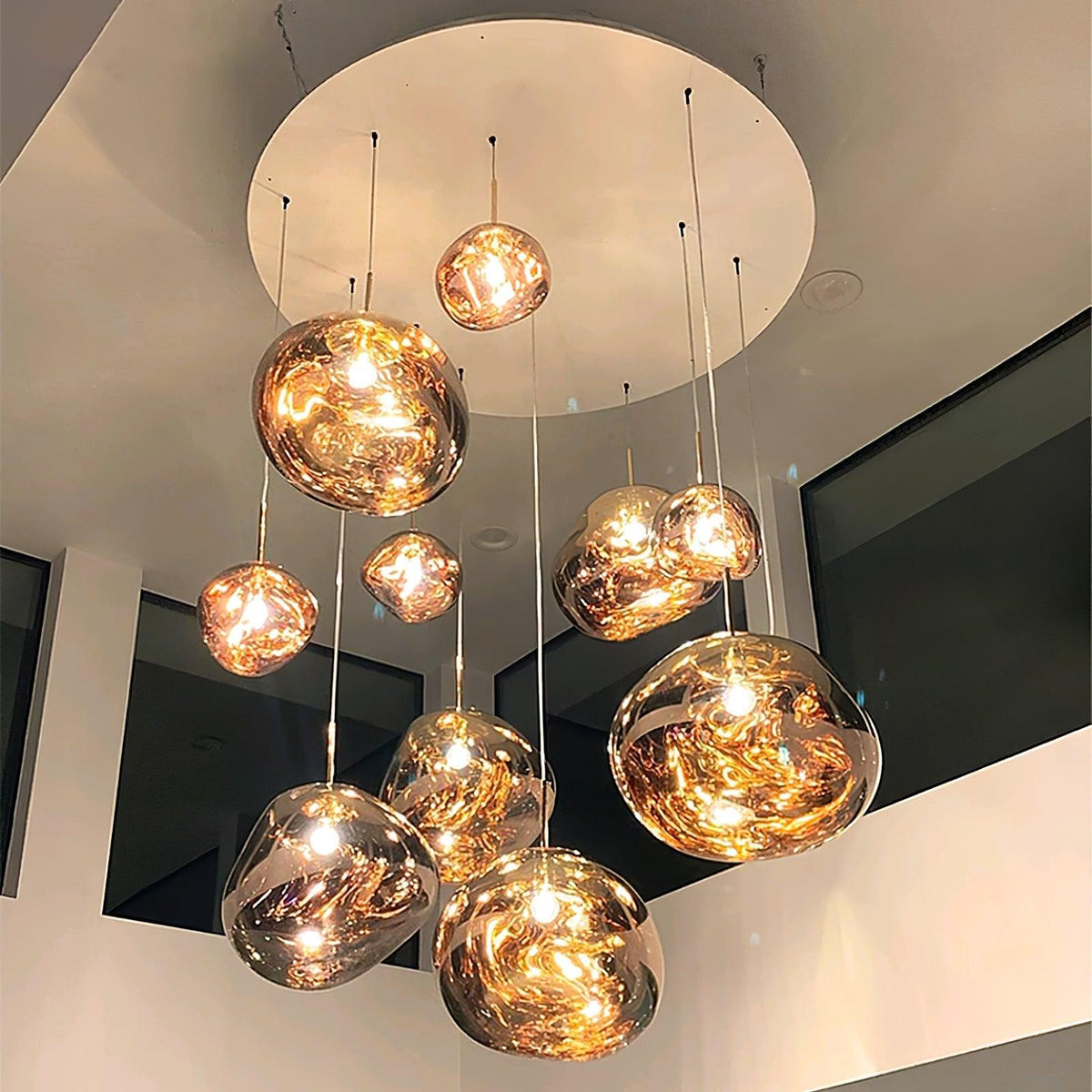 Reflective Globe Pendant Light Fixture with Adjustable Drop | Metal Hanging Ceiling Lamp for Kitchen Island Dining Room Living Space | Avail
