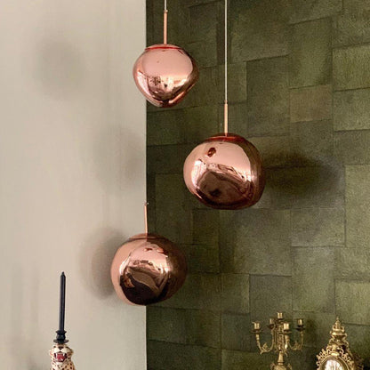 Reflective Globe Pendant Light Fixture with Adjustable Drop | Metal Hanging Ceiling Lamp for Kitchen Island Dining Room Living Space | Avail