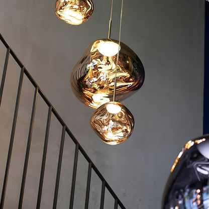 Reflective Globe Pendant Light Fixture with Adjustable Drop | Metal Hanging Ceiling Lamp for Kitchen Island Dining Room Living Space | Avail