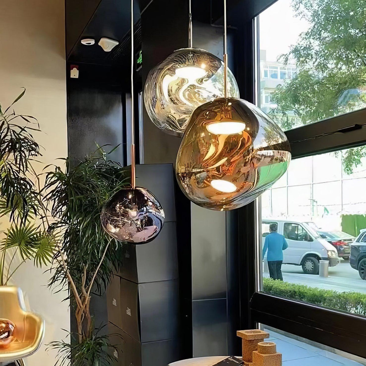 Reflective Globe Pendant Light Fixture with Adjustable Drop | Metal Hanging Ceiling Lamp for Kitchen Island Dining Room Living Space | Avail