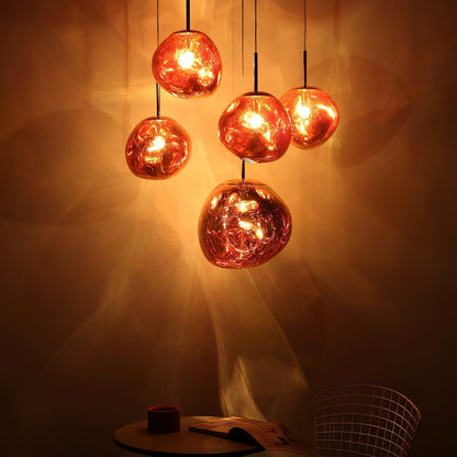 Reflective Globe Pendant Light Fixture with Adjustable Drop | Metal Hanging Ceiling Lamp for Kitchen Island Dining Room Living Space | Avail