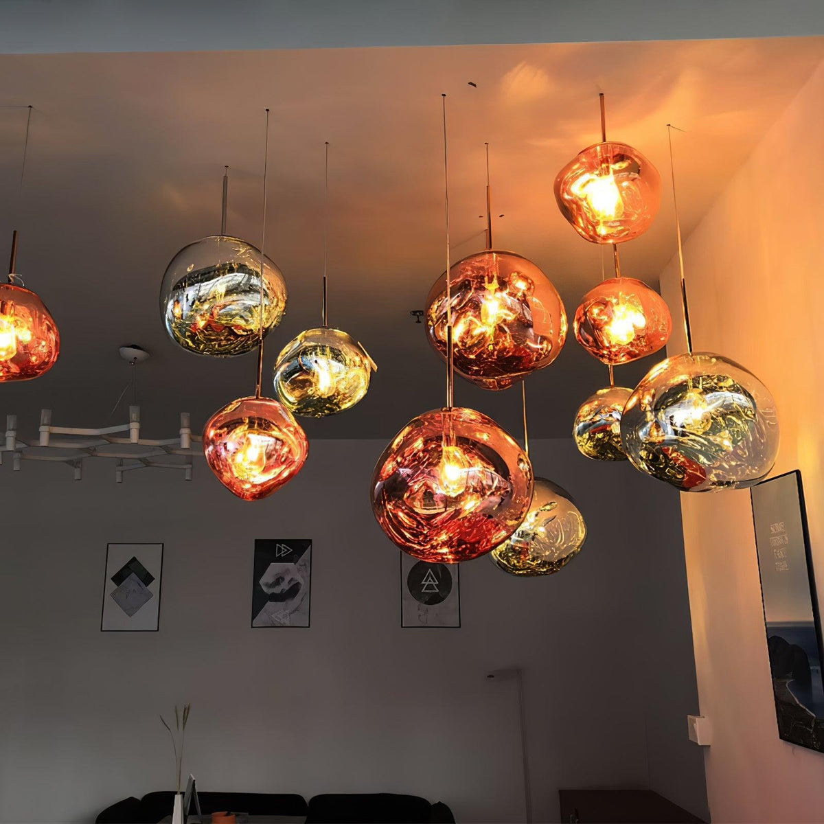 Reflective Globe Pendant Light Fixture with Adjustable Drop | Metal Hanging Ceiling Lamp for Kitchen Island Dining Room Living Space | Avail