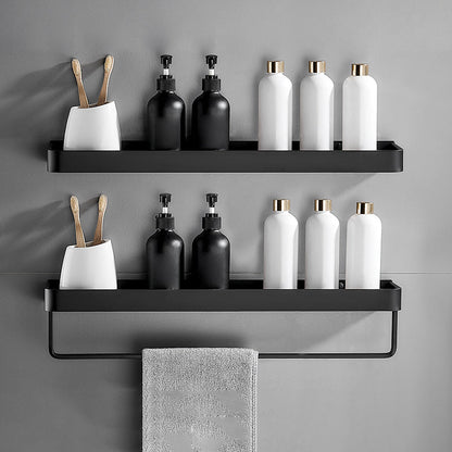 Modern Matt Black Bathroom Set | Stainless Steel Bath Rack with Versatile Shelves for Organized Storage