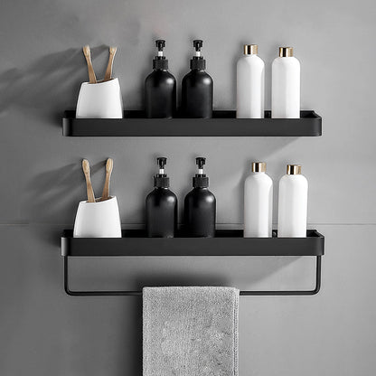 Modern Matt Black Bathroom Set | Stainless Steel Bath Rack with Versatile Shelves for Organized Storage