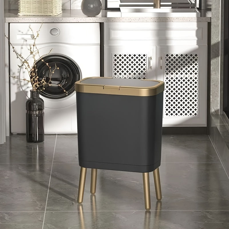 Cubo de basura moderno con sellado antiolores | Papelera elegante de 15 L con patas elevadas para espacios limpios